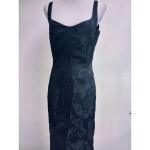 Armani Collezioni Tonal Jacquard Black Midi Cocktail Dress Sz 2